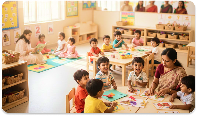 Children in classroom learning